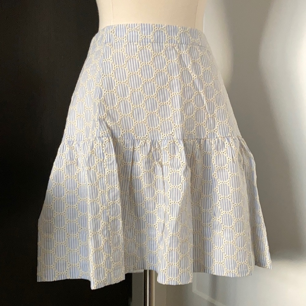 NWT J. Crew seersucker skirt embroidery Size 4